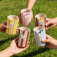 Mug en céramique rayé fait main sur mesure, 15 oz, tasse à café en céramique, tasse à emporter