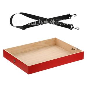 Bandeja de palomitas de maíz de madera roja portátil con correa elástica para servicio de aperitivos en el cine - Product Image 2