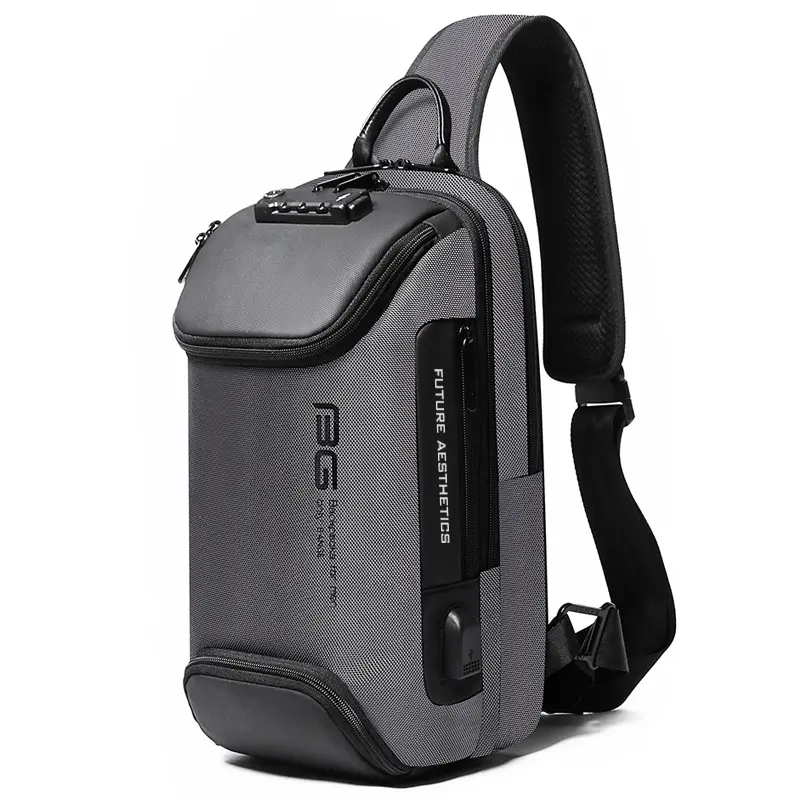 Custom your Waterproof Men's Chest Bag Shoulder bags Crossbody Sling Backpack for Men USB Computer case