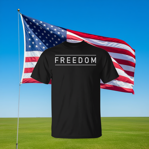 เสื้อยืดฟรีดอมสไตล์รักชาติสีดำ ไซส์ผู้ใหญ่ ใส่ได้ทั้งชายและหญิง - Product Image 3