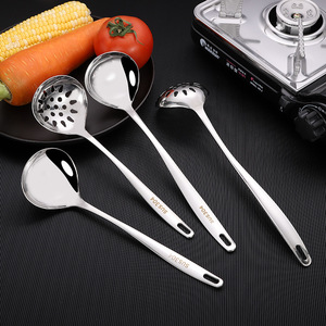 Ensemble louche et passoire en acier inoxydable 304 de style américain, grande louche de cuisine à long manche pour servir la soupe, le porridge - Product Image 1