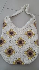 Bolso de Playa Tejido a Crochet Cuadrado de Algodón de Gran Capacidad, Hecho a Mano, Casual, Artístico, Versátil, Geométrico, Bolso de Hombro Tejido - Product Image 2