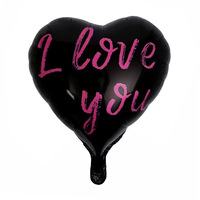 Ballons en aluminium de 18 pouces en forme de coeur pour la Saint-Valentin décorations de fête de mariage noir rose je t'aime globos de fiesta fournitures