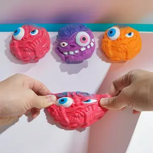 Nuevo juguete divertido Fidget forma de cabeza de monstruo Halloween TPR sensorial antiestrés aliviar bola Gadget juguetes regalos para niños