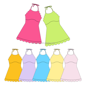 Girls Sleeveless <b>Dress</b> Kids Gym Set Wave Hem Halter <b>Dress</b> Built in Shorts for Tennis <b>Dance</b> Pe Uniform Custom Logo Solid Color - Product Image 4