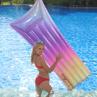 Matériel de loisirs aquatiques, lit flottant gonflable pour piscine, oreiller transparent à paillettes, 178 cm/70 pouces, PVC écologique