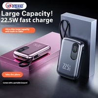 Cargador Portátil 2 en 1 Ultra Delgado con Logotipo Personalizado, Pantalla Digital de Alta Capacidad, Carga Rápida, 10000mah 20000mah con Cable Integrado