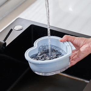 Heart Shaped <b>Drain</b> <b>Basket</b> Double Layer Pet Mini Fruit Plate Kitchen Sink Strainer Blue - Product Image 1