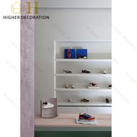 Étagère de présentation de chaussures multicouche personnalisée, ensemble de meubles de présentation de chaussures commerciales, étagère murale à vendre