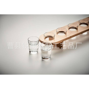 Support à verres à vin en bambou Sharp Business, plateau à 6 emplacements avec poignée pour bar à domicile, 50x7.5x6.5cm - Product Image 3