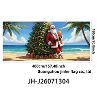 Nouveau drapeau de Noël transfrontalier en polyester pour porte de garage, thème Père Noël festif, bannière de vacances grand format et grande taille