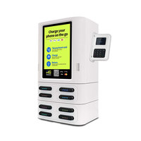 Stasiun Pengisian Daya Ponsel Komersial WS 8 Slot Layar Sentuh 10.1" Pengisian Cepat 60W Power Bank Bersama untuk Kafe Hotel
