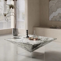 Table basse en marbre acrylique avec un luxe léger et une sensation haut de gamme, table basse de salon carrée moderne et simple