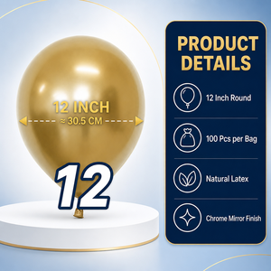 Feile 100 Hochwertige 12 Zoll Chrom-Latexballons, Geeignet für Ballonbögen, Hochzeiten, Abschlussfeiern, Geburtstagsdekorationen - Product Image 4