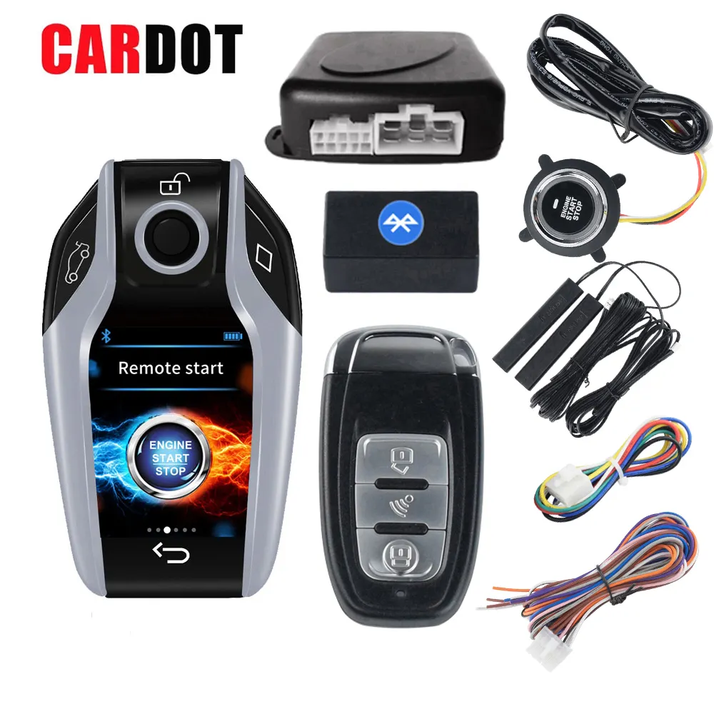 Drop Shipping KOL Cardot araba lcd anahtar Pke anahtarsız giriş uzaktan marş akıllı Start Stop motor LCD araba alarmı