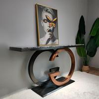 Foshan Fabricant Minimaliste Mur-Étreignant Table D'entrée En Acier Inoxydable Marbre Hôtel Villa Passages Console Table