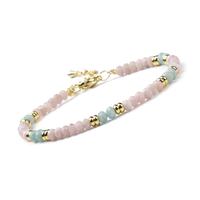 Go2boho Bracelet perlé de pierres précieuses naturelles pour femme, bracelets en cristal de pierre à facettes avec entretoises plaquées or cadeau de bijoux