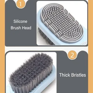 Wholesale Double-Sided Shoe Brush Soft Bristled Cleaning <b>Silicone</b> Head Long Handle Clothes Shoes Household Cleaner <b>Tools</b> - Product Image 3