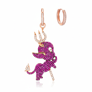 Rubí CZ piedra diablo diseño venta al por mayor 925 esterlina encanto colgante pendiente chapado en oro rosa joyería de plata de moda - Product Image 2