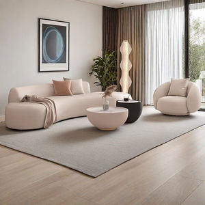 Set di Divani di Lusso per Ufficio Domestico di Alta Qualità, Divano Curvo Minimalista in Pelle PU e Spugna, Design Moderno per Arredamento Alberghiero - Product Image 4
