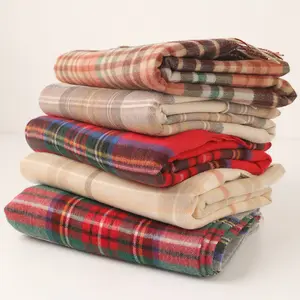 Fully Custom Wool Scarfs Blankets Home Air Conditioning Blanket Wrap Bufandas Unisex Plaid Pattern Tassels Scarves Shawls