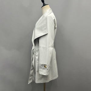 Cappotto Elegante da <span class=keywords><strong>Donna</strong></span> Primavera-Autunno Jancoco con Cintura, Risvolto a Revers, Tasche a Filetto, in Misto Cotone, Stile <span class=keywords><strong>Trench</strong></span> con OEM - Product Image 2