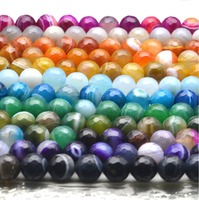 4mm 6mm 8mm 10mm 12mm 14mm 16mm Agate Faceted Striped Agate Beads Multicolor Loose Stone Round Stone Beads Bracelet