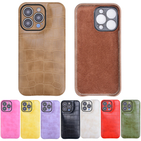 DL 2024 nouveaux matériaux étui de téléphone en cuir de crocodile en relief étui de téléphone de veste bouffante élégante pour iPhone 13 mini pro max