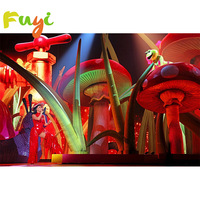 Cabine DJ gonflable sur le thème de la jungle, scène gonflable violette avec lumières LED, modèle de mascotte de scène gonflable