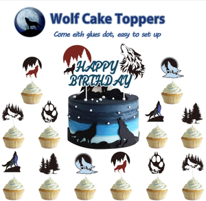 Set Decorazioni per Festa di Compleanno a Tema Lupo: Striscioni, Bandierine, Ghirlande, Decorazioni per Torte e Cupcake, Palloncini in Lattice Stampati - Product Image 5