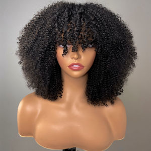 <strong>Afro</strong>-kinky Curly Machine Made Human Hair <strong>Wig</strong> for Black Women 250% Natural Brazilian Human Hair Factory Wholesale Cheap Bob <strong>Wig</strong> - Product Image 3