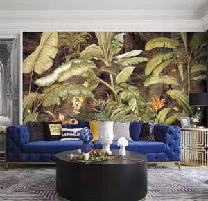 Autocollants <span class=keywords><strong>muraux</strong></span> de papier peint de plantes tropicales imprimés en 3d personnalisés peint à la main Nature Paysage <span class=keywords><strong>Jungle</strong></span> Bananier Feuilles Papier peint Mural - Product Image 2
