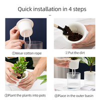 Plantes hydroponiques décoratives en plastique transparent, pots à fleurs automatiques à auto-arrosage