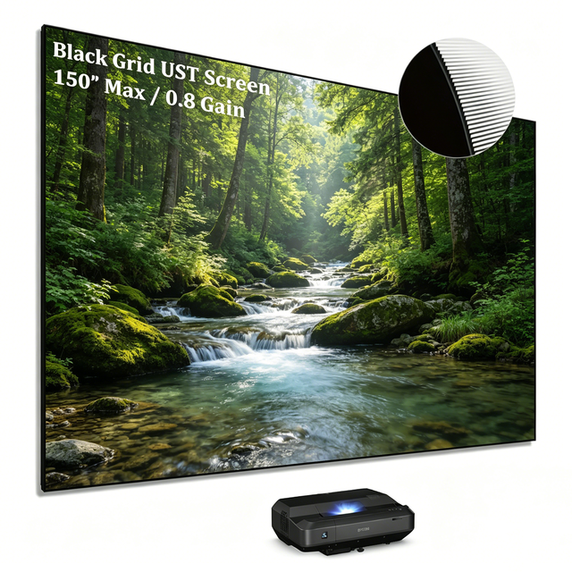 150inch High Gain Black Crystal Grid Fixed Frame ALR Projector Screen Ultra Short Throw 16:9 Wall-mounted 160 Home Theater