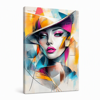Peinture sur toile moderne abstraite Pop Art, portrait de femme tendance, encadrée et tendue sur châssis, pour salon et hôtel