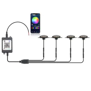 4 pz ambra RGB Bluetooth griglia anteriore LED luce di marcia diurna con Kit cablaggio universale