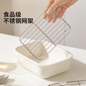 Bandeja de Cerámica Rectangular para Hornear con Rejilla, Apta para Horno, Vaporera y Microondas, para Guarnecidos al Gratinar - Product Image 4