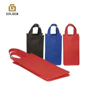 Golden Non Woven Wine Gifts Bag Red Wine Paper Black White Card Paper Logo Cotton Canvas Reusable Wine Bags Carry Packaging