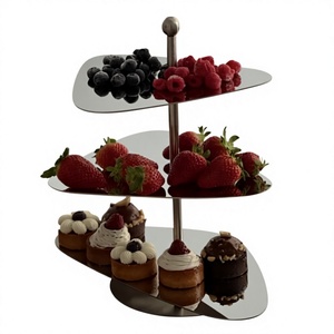Modern <b>3</b> <b>Tier</b> Stainless Steel <b>Cake</b> <b>Stand</b> Dessert Display <b>Stand</b> Fruit Serving Tray Cupcake Pastry Holder for Party Buffet - Product Image 1