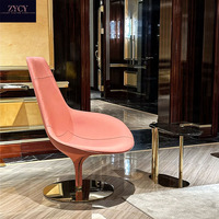 Akzent-Sessel Luxuriöser Moderner Tulpenförmiger Einzelsitz-Drehsessel Gepolstert mit Metallgestell für Wohnzimmer und Hotellobby