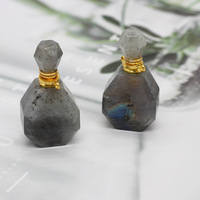 Pierre de cristal de labradorite naturelle de haute qualité pour les femmes pendentif de bouteille de parfum à hautes facettes pour diffuseur poli Feng Shui