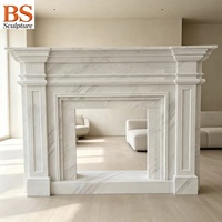 Cheminée en marbre blanc naturel, style moderne et simple, polie à la main, pour la décoration intérieure de villas et de maisons.