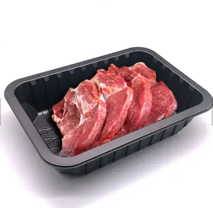 Cajas de plástico PP para alimentos, embalaje de alimentos frescos, carne crudo, tienda de supermercado