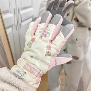 Gants de ski d'hiver pour femmes, style coréen, doublure polaire, épais, imperméables, coupe-vent, pour le cyclisme en plein air - Product Image 1