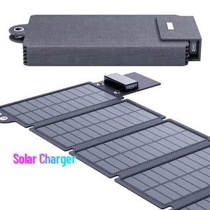 OEM panel surya lipat kain saku kecil Mini 10W 20W untuk mengisi daya ponsel pintar