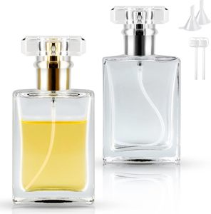 Luxury <b>30ml</b> 50ml 100ml Empty Transparent Glass <b>Perfume</b> <b>Bottle</b> with Pump Sprayer Lid and Spray Square Shape - Product Image 1