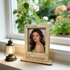 กรอบรูปไม้รูปทรงสี่เหลี่ยมผืนผ้าแบบกำหนดเอง เป็นมิตรกับสิ่งแวดล้อม สำหรับตกแต่งธีมอินสตาแกรม พร้อมคำอธิบายส่วนตัวและกรอบสลักลายพร้อมหูหิ้ว - Product Image 6