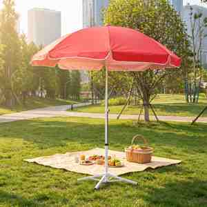 Sombrilla para Exteriores de 130 cm, Impermeable y Resistente al Viento, con Revestimiento Plateado UPF50+, Poste Ajustable, Parasol para Playa, Patio, Camping y Jardín - Product Image 1