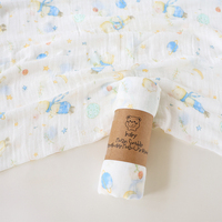 Couverture d'emmaillotage pour bébé en mousseline de coton respirante et légère, à motifs de dessins animés mignons, multi-usages, également servable comme serviette de bain