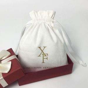 Eco Cotton <b>Drawstring</b> Jewelry Bag Custom logo White Clothing Cotton <b>Pouch</b> for Mobile - Product Image 3